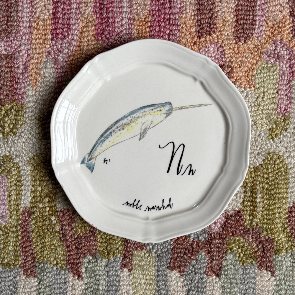 Anthropologie N Noble Narwhal Linea Carta Diva Pyari Canapé Plate EUC